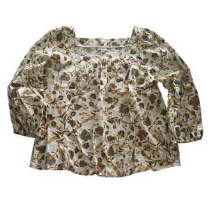 a.n.a x a new approach Floral Paisley 3/4 Sleeve Blouse Large 100% Cotton Casual